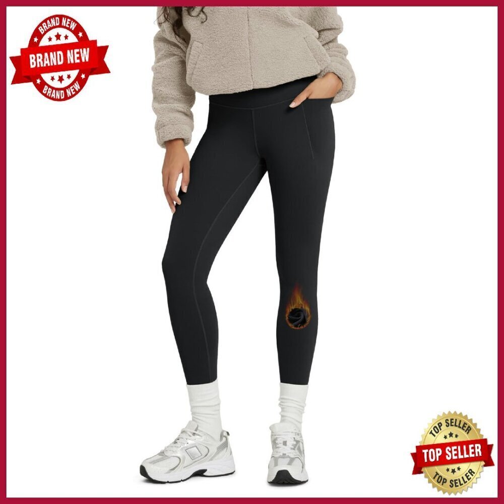 Thick Fleece Lined Leggings with Pockets High Waisted Winter Yoga Pants